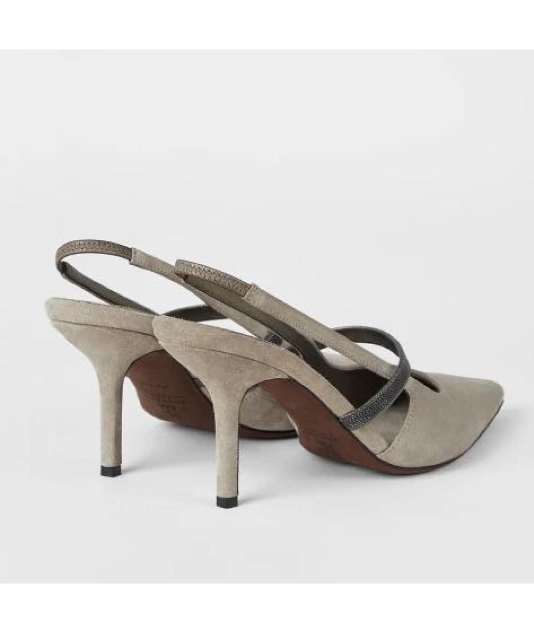 BRUNELLO CUCINELLI Серые босоножки из искусственной кожи, фото 3