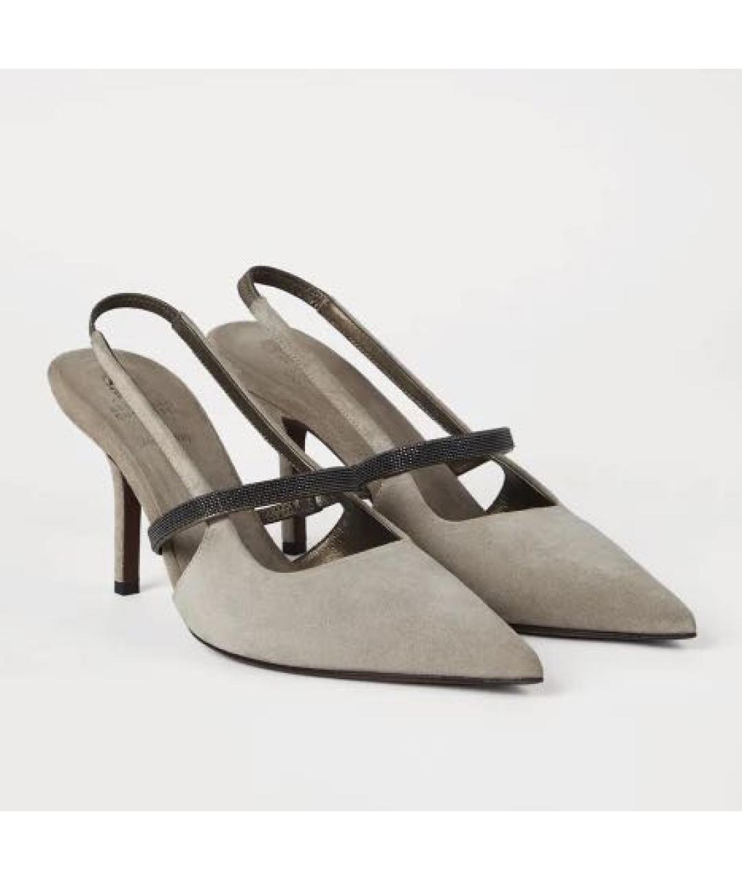BRUNELLO CUCINELLI Серые босоножки из искусственной кожи, фото 2