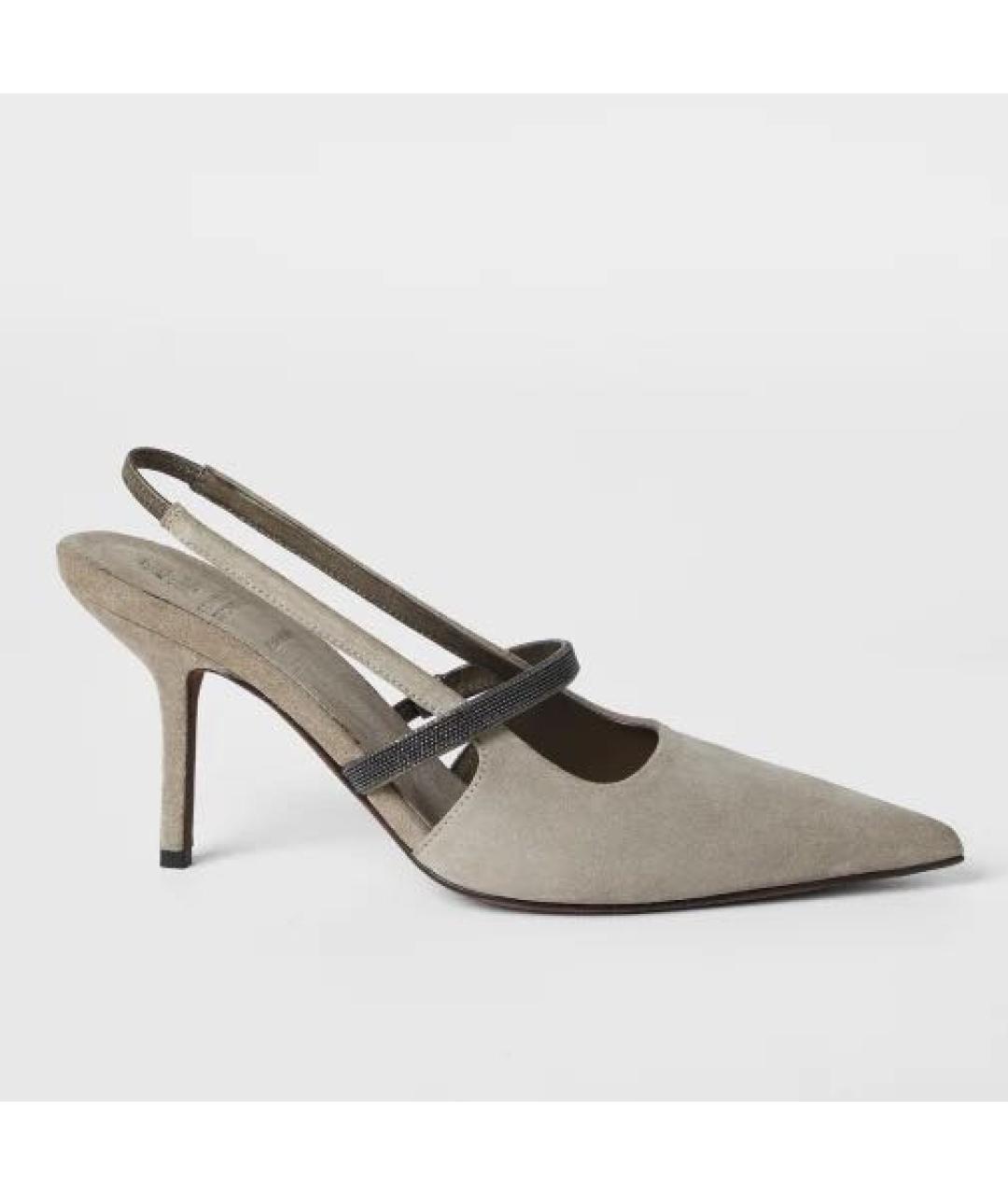 BRUNELLO CUCINELLI Серые босоножки из искусственной кожи, фото 6