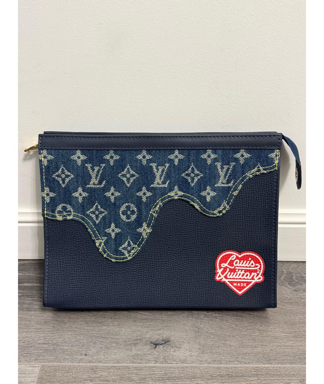 LOUIS VUITTON Темно-синяя кожаная папка для документов, фото 8