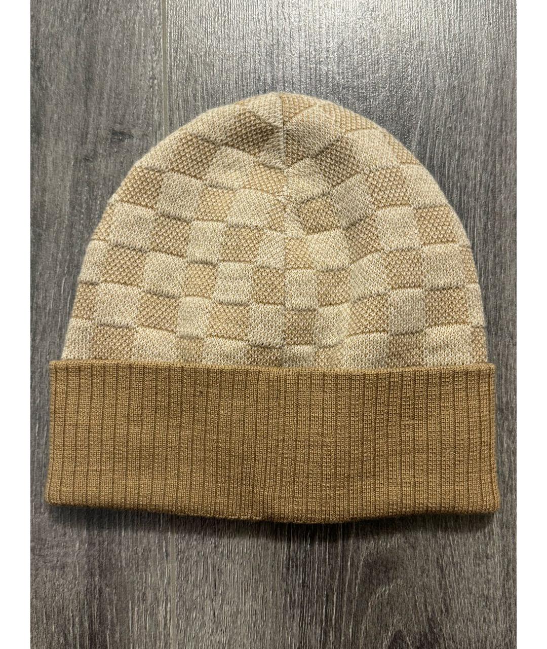 LOUIS VUITTON Бежевая шерстяная шапка, фото 2