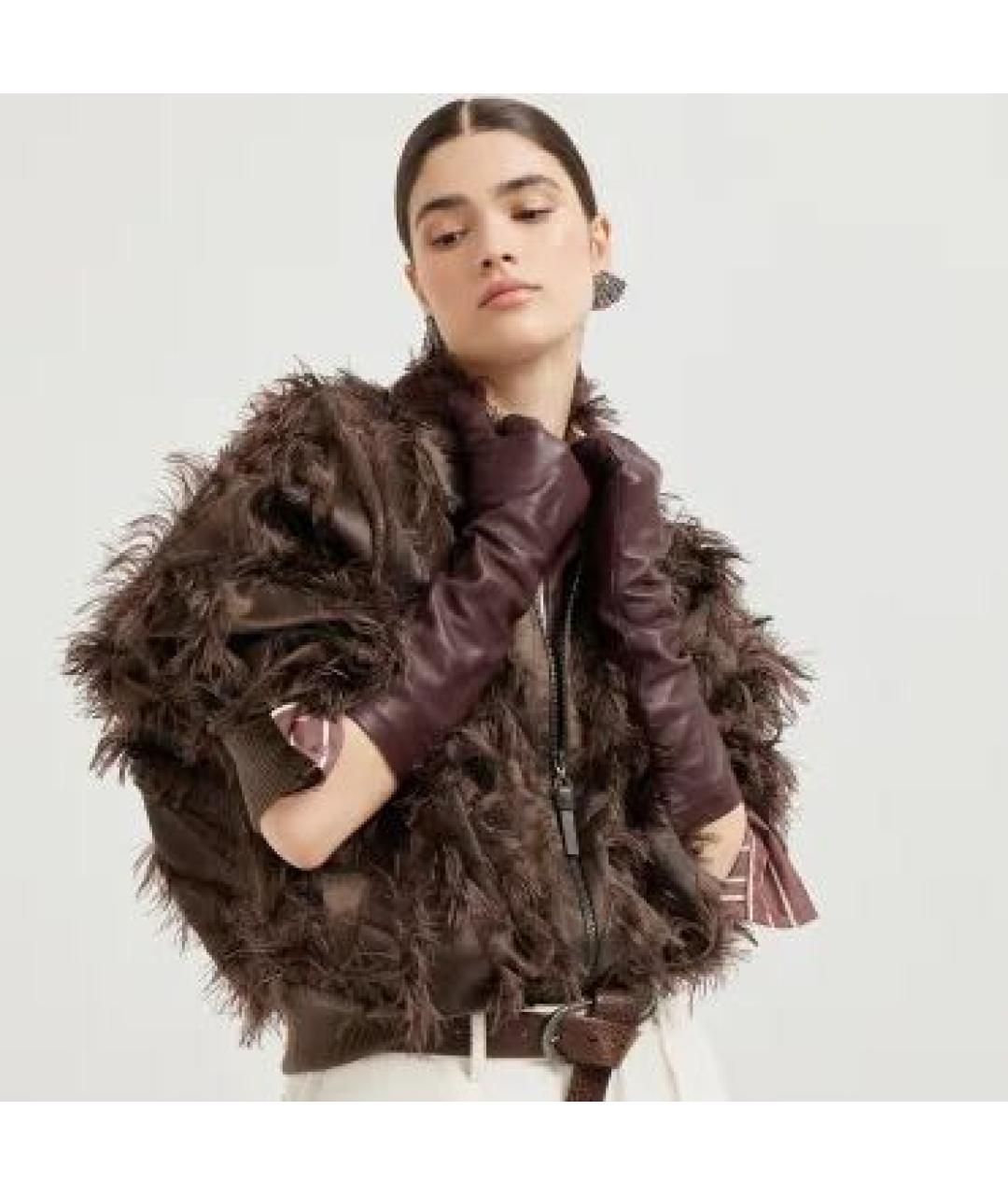 BRUNELLO CUCINELLI Коричневая полиэстеровая куртка, фото 6