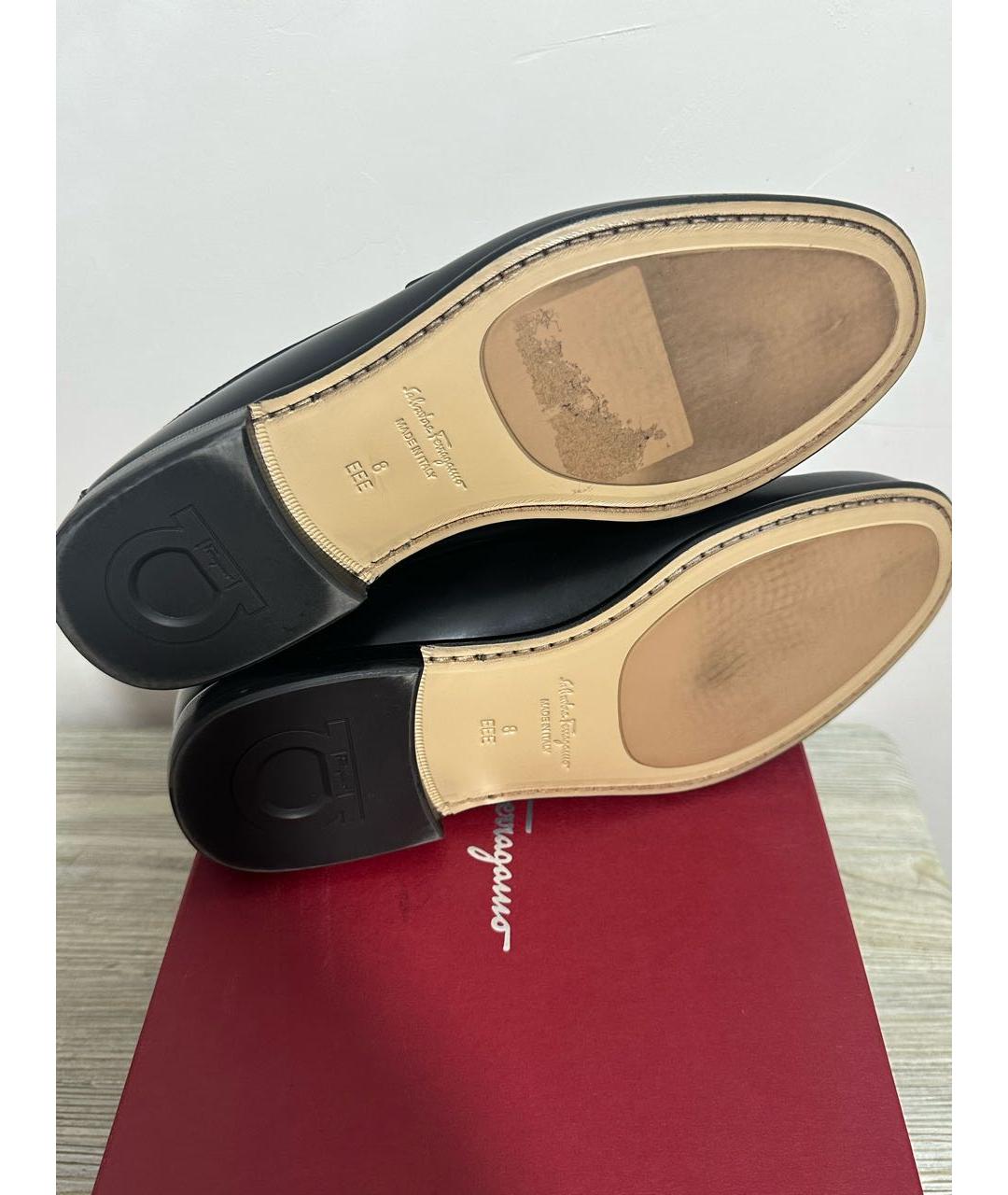 FERRAGAMO Черные кожаные туфли, фото 5