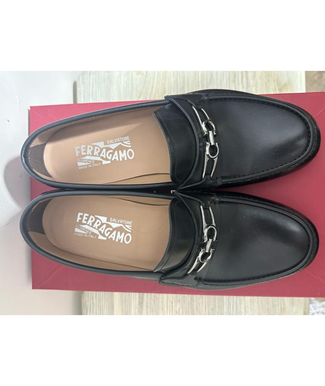 FERRAGAMO Черные кожаные туфли, фото 4