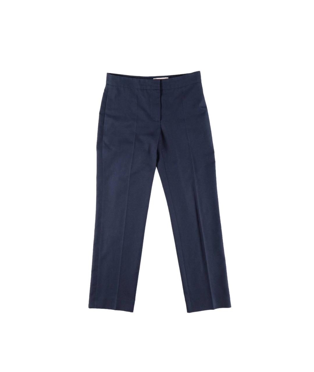 ALEXANDER MCQUEEN Синие хлопковые прямые брюки, фото 1
