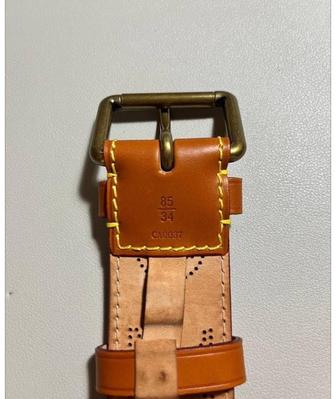 LOUIS VUITTON Коричневый кожаный ремень, фото 6