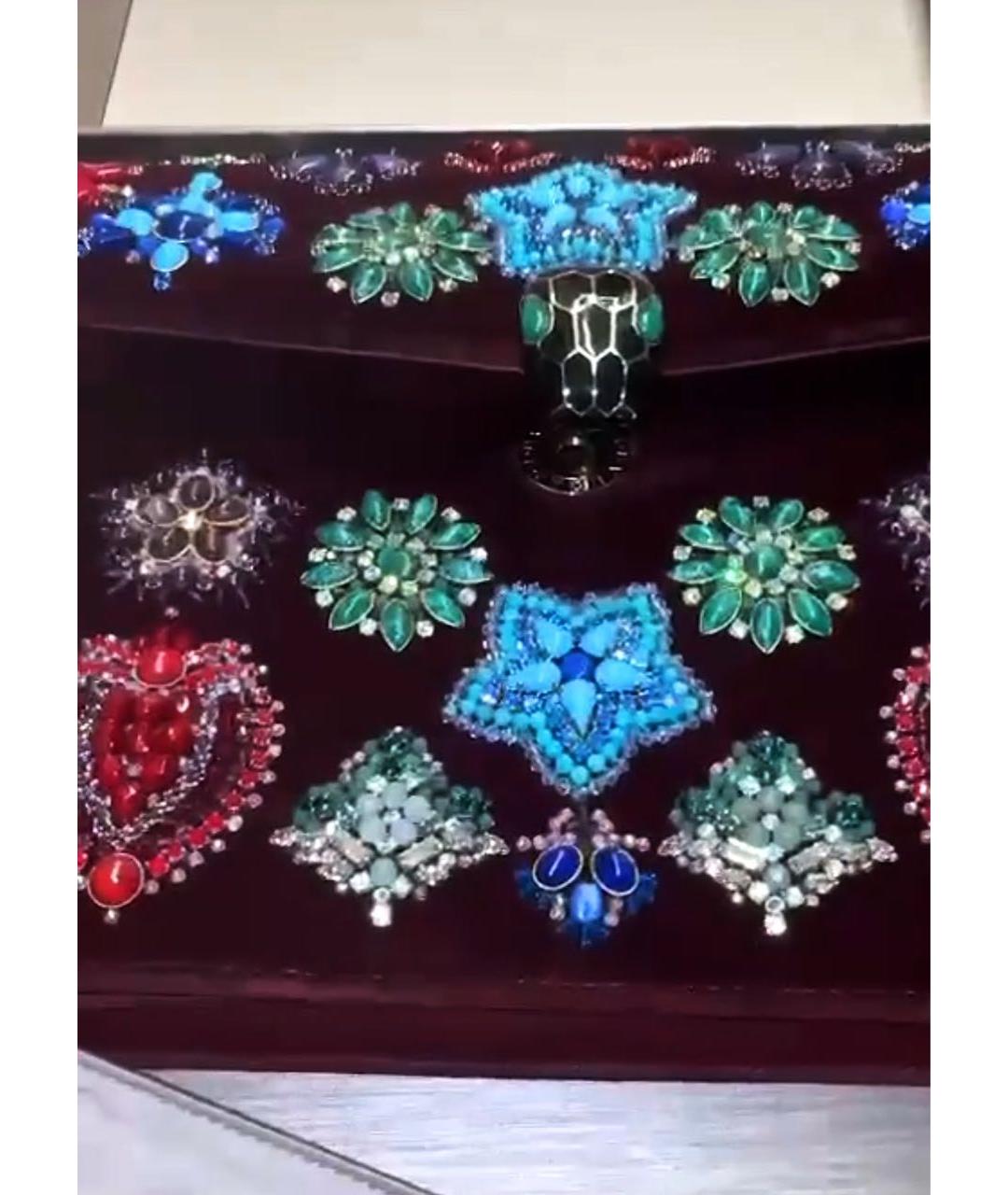 BVLGARI Бордовая бархатная сумка через плечо, фото 4