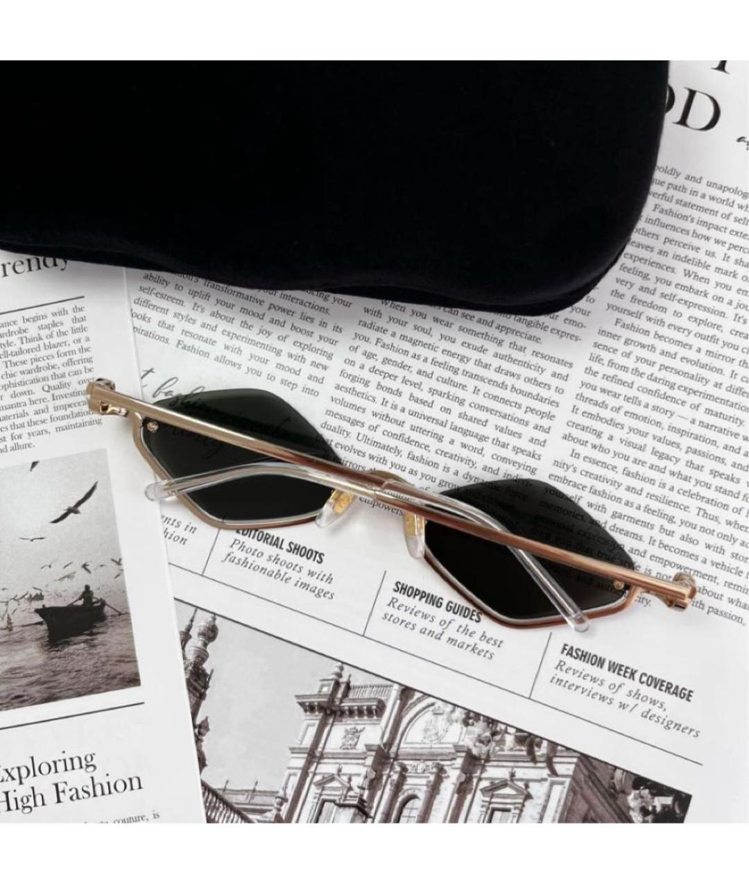 GUCCI Хаки металлические солнцезащитные очки, фото 3