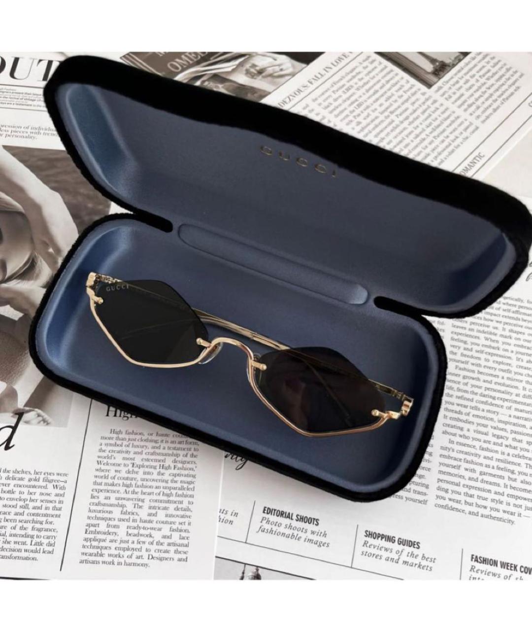 GUCCI Хаки металлические солнцезащитные очки, фото 6