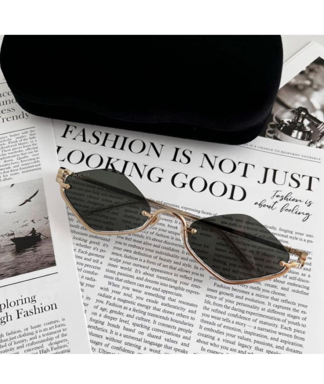 GUCCI Хаки металлические солнцезащитные очки, фото 2