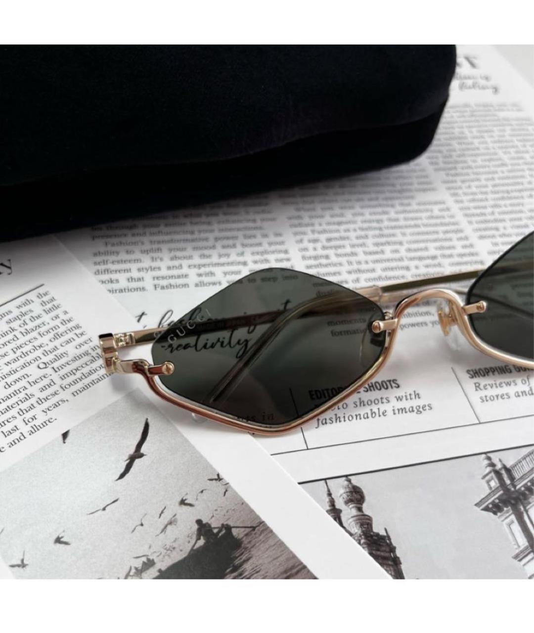 GUCCI Хаки металлические солнцезащитные очки, фото 4