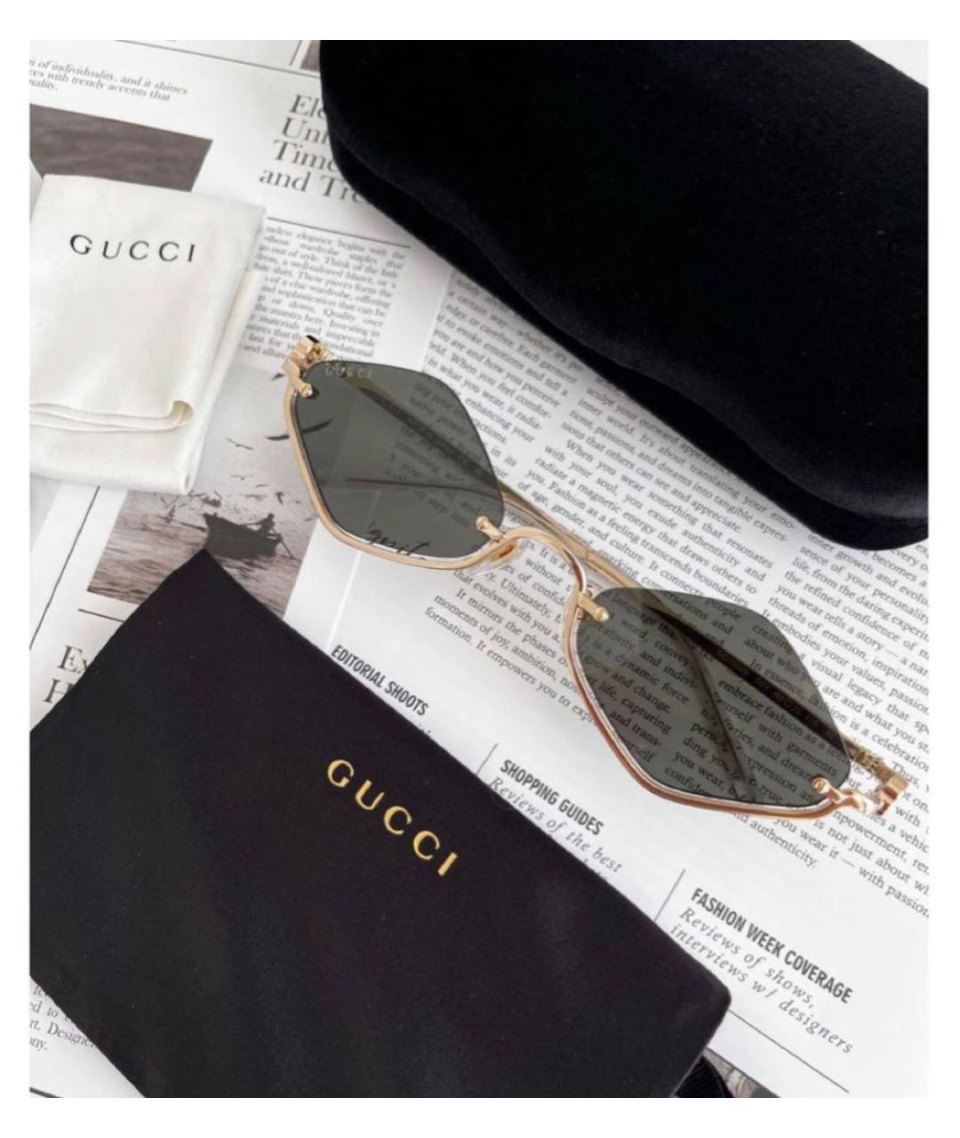 GUCCI Хаки металлические солнцезащитные очки, фото 7