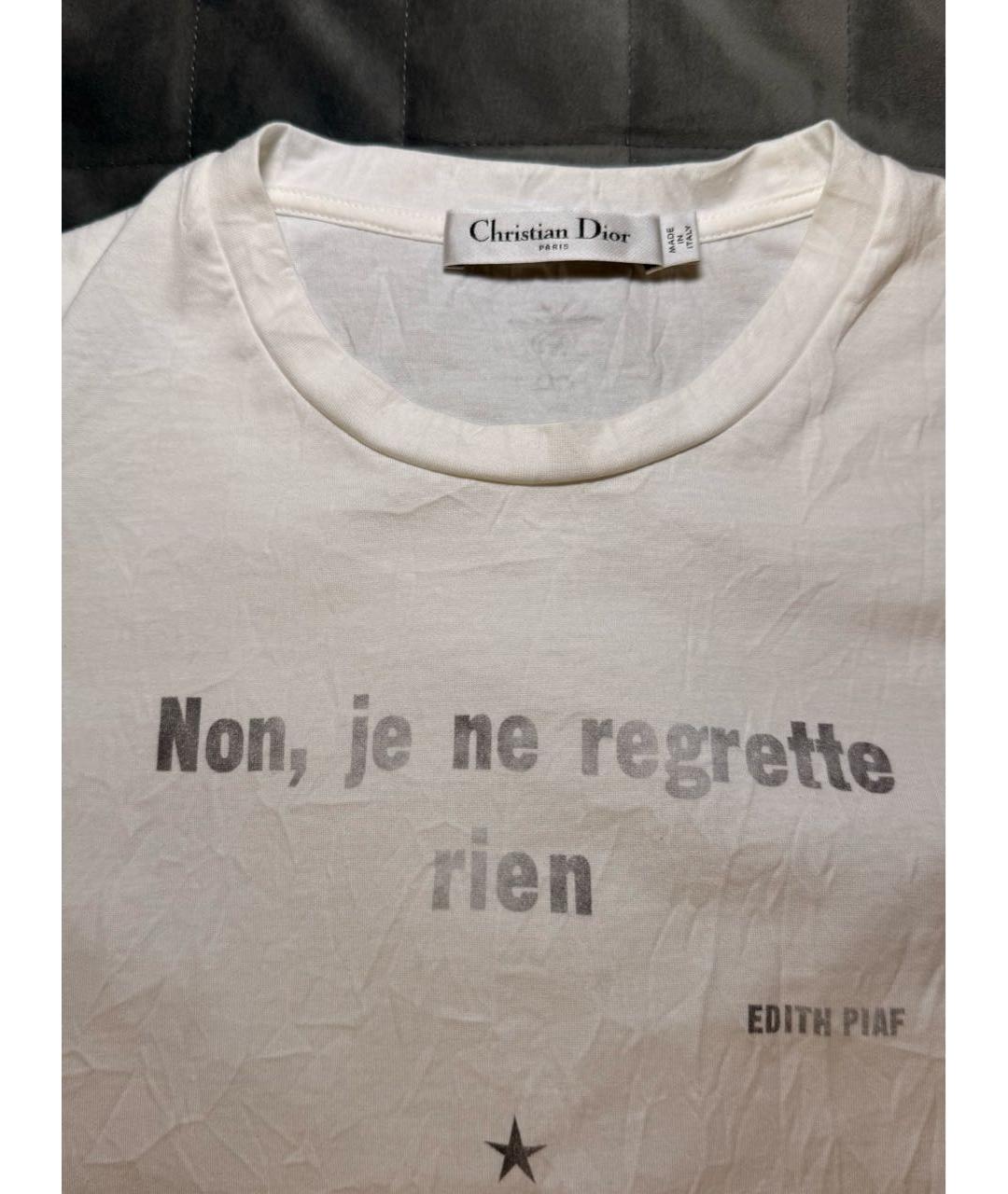 CHRISTIAN DIOR Белая хлопковая футболка, фото 3