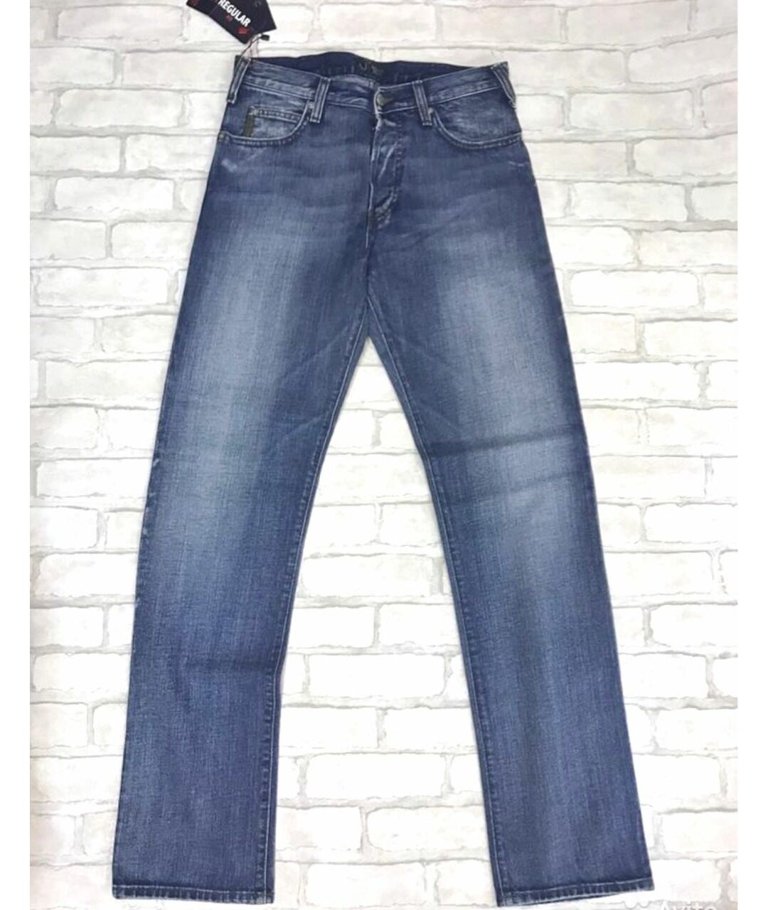 ARMANI JEANS Синие хлопковые прямые джинсы, фото 6