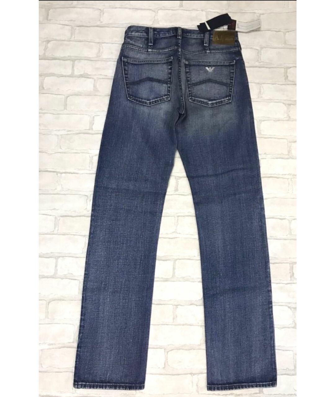 ARMANI JEANS Синие хлопковые прямые джинсы, фото 2