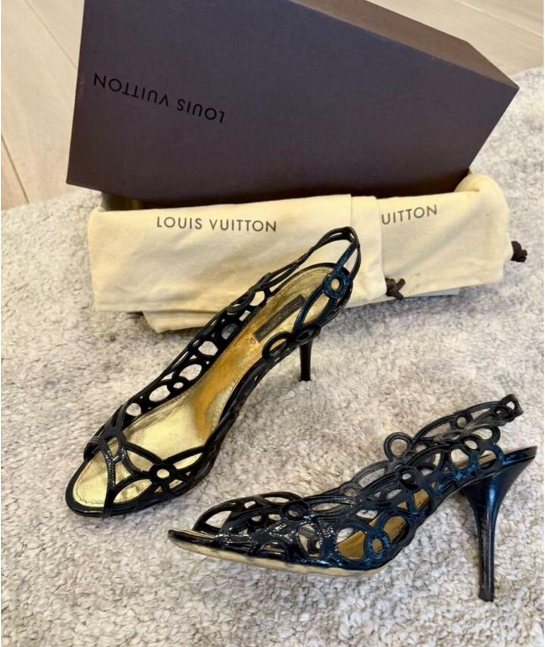 LOUIS VUITTON Черные босоножки из лакированной кожи, фото 9