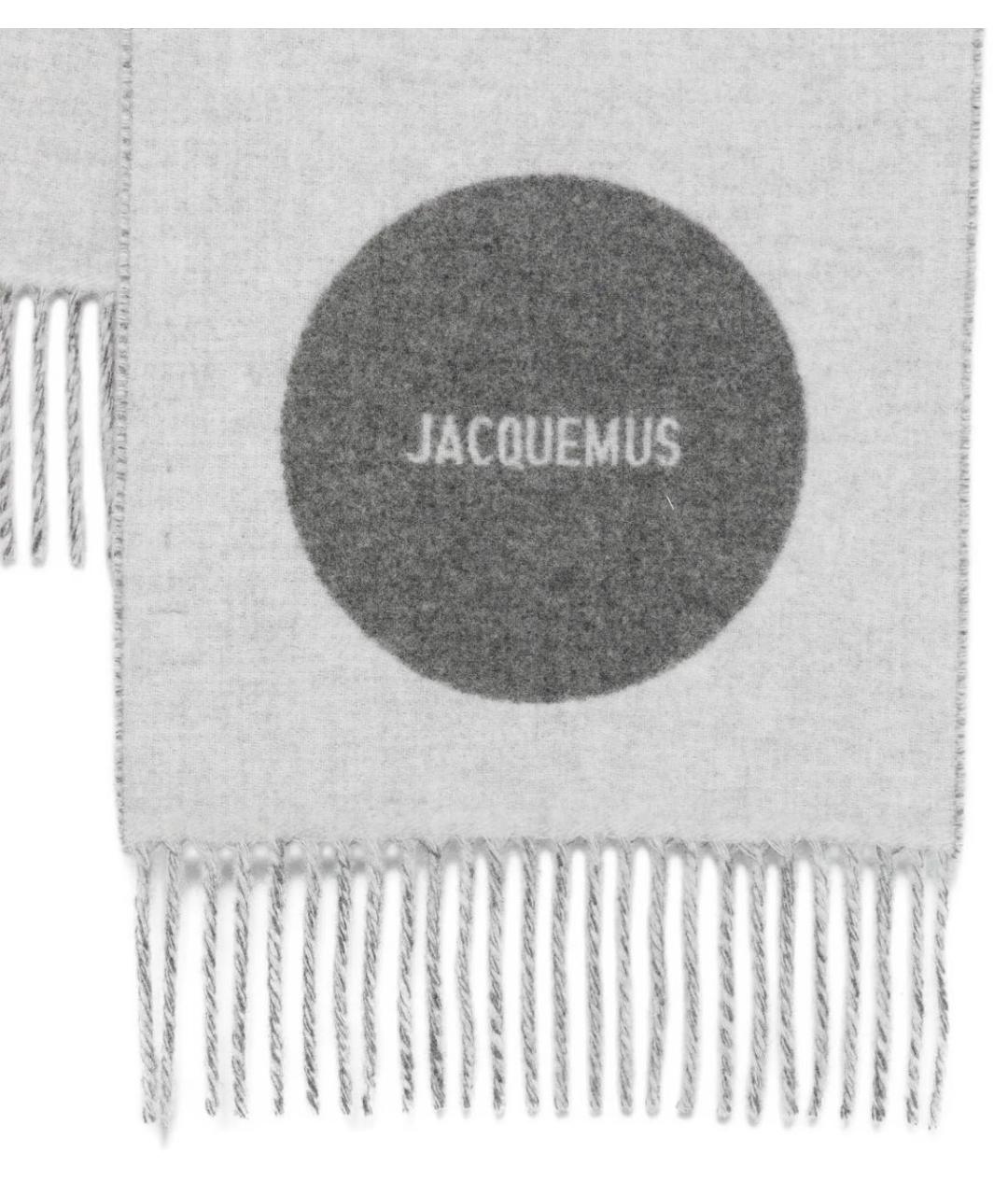 JACQUEMUS Серый шерстяной шарф, фото 2
