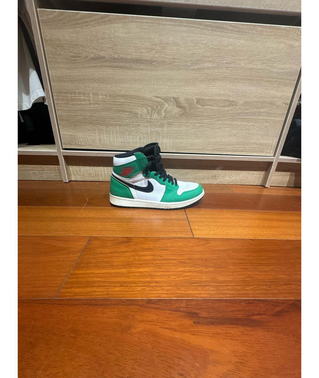 JORDAN Зеленые кожаные кроссовки, фото 8