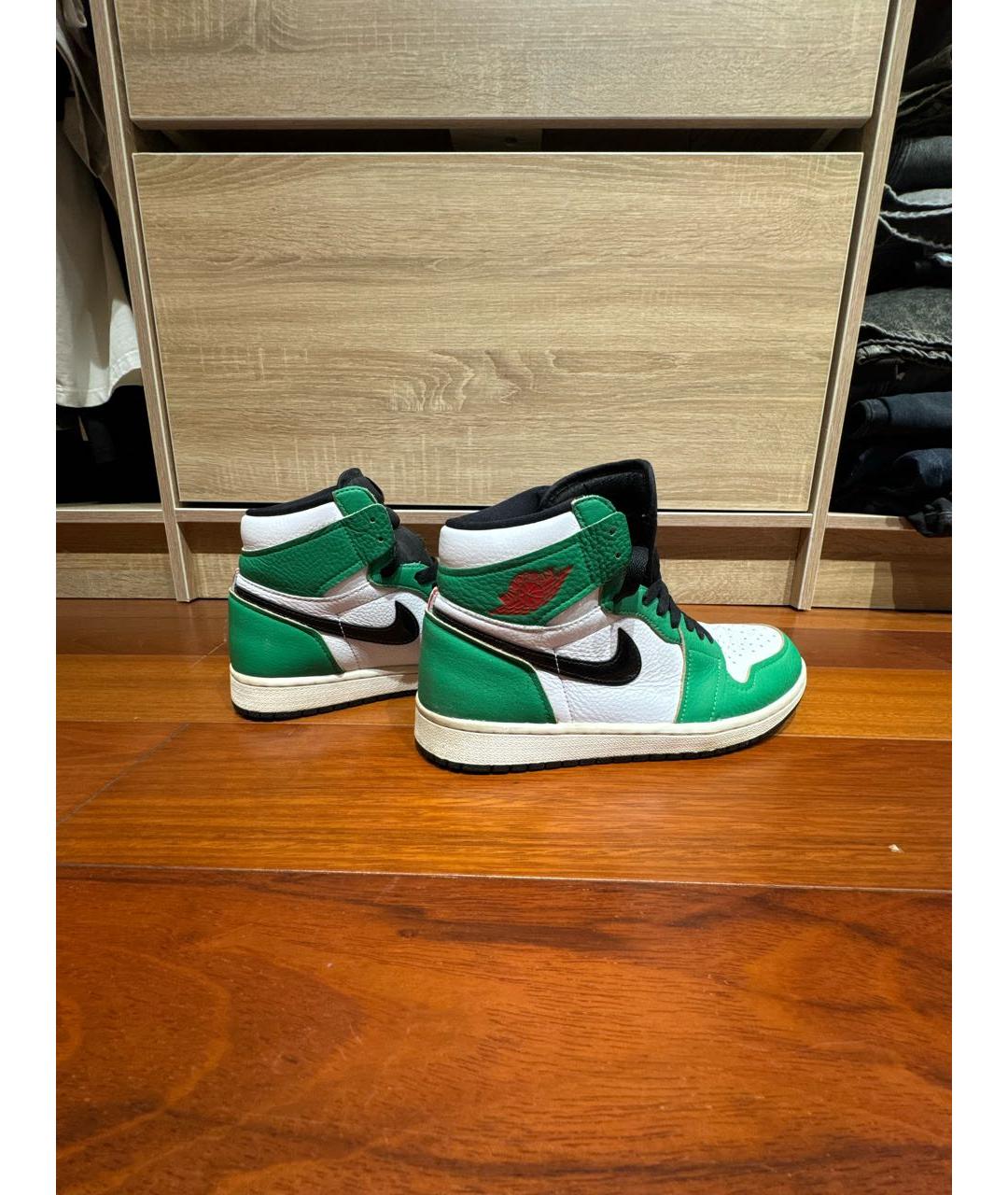 JORDAN Зеленые кожаные кроссовки, фото 6