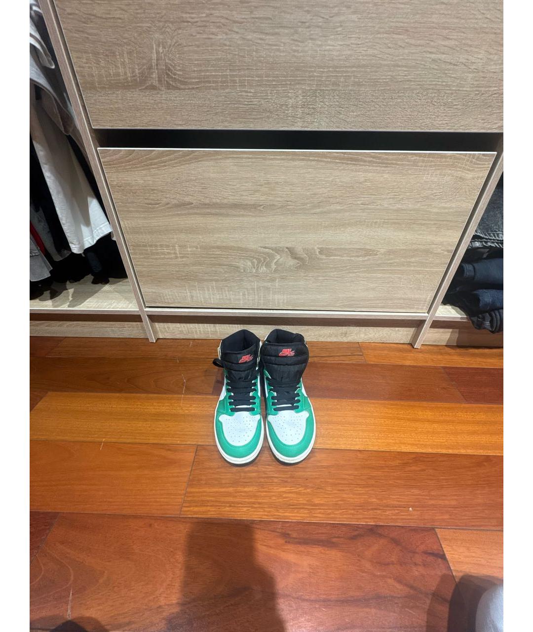 JORDAN Зеленые кожаные кроссовки, фото 2