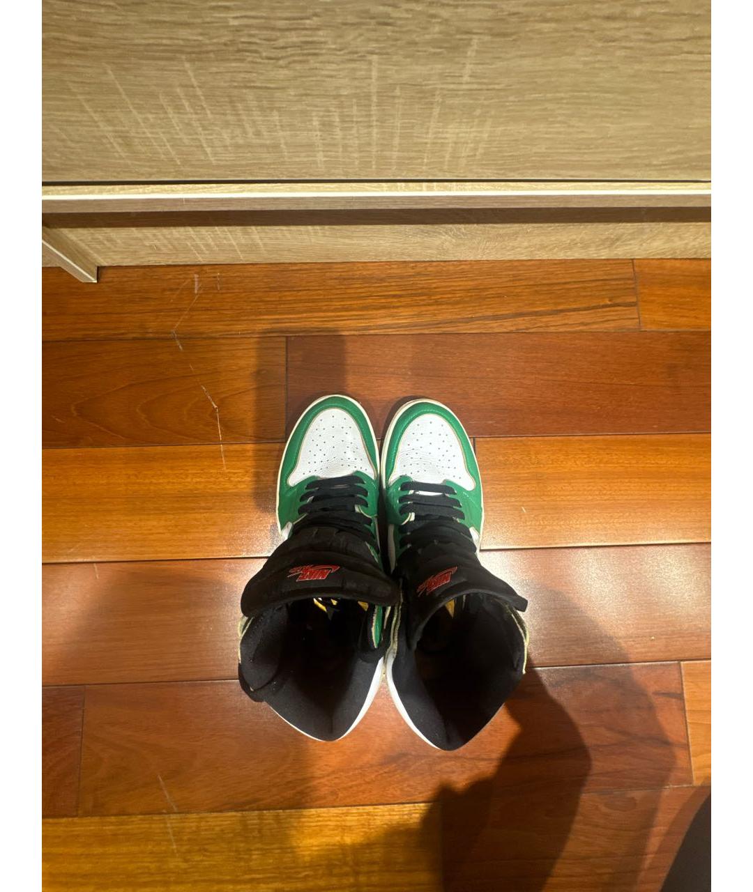 JORDAN Зеленые кожаные кроссовки, фото 3