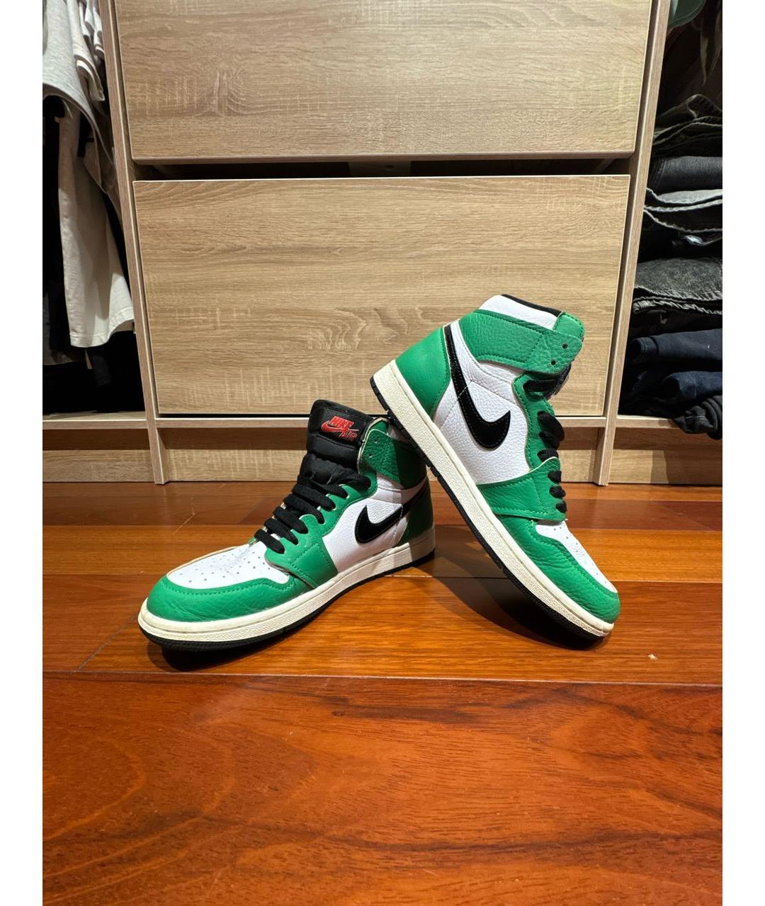 JORDAN Зеленые кожаные кроссовки, фото 7