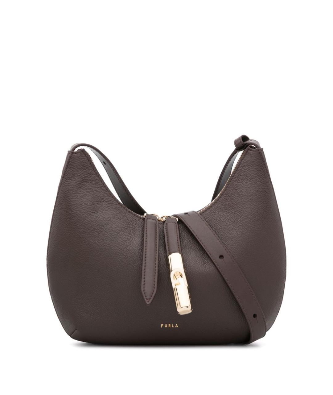 FURLA Коричневая кожаная сумка через плечо, фото 1