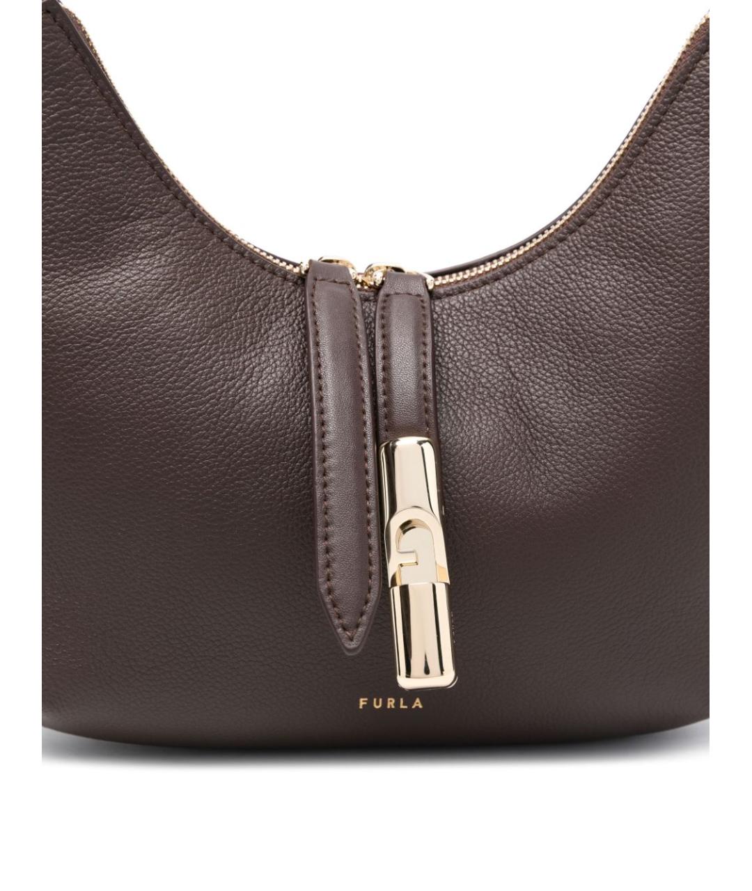 FURLA Коричневая кожаная сумка через плечо, фото 5