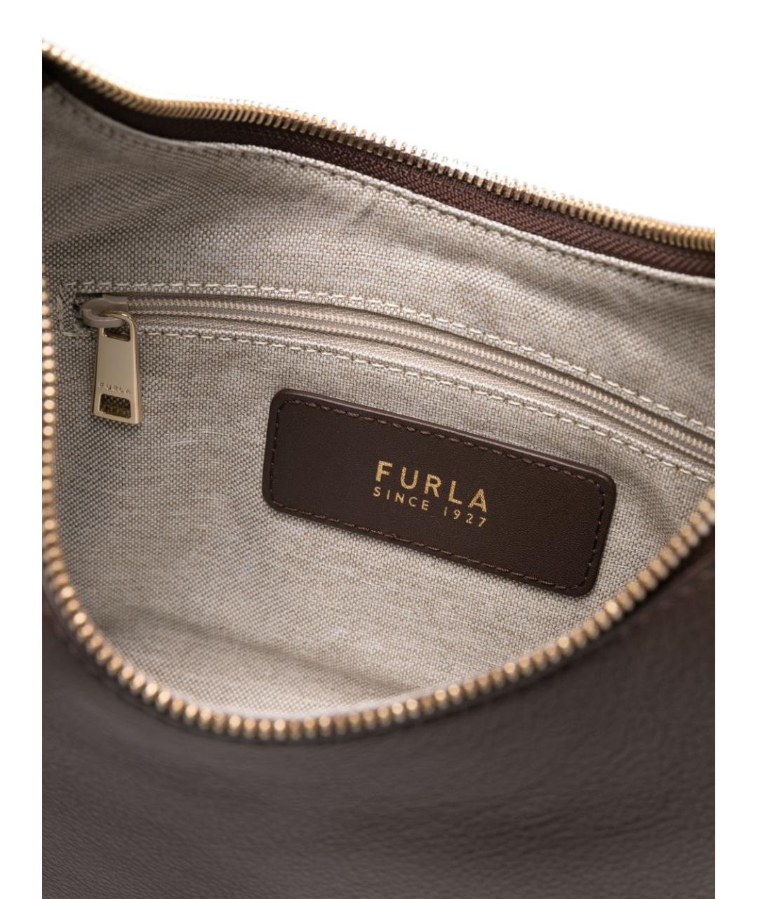 FURLA Коричневая кожаная сумка через плечо, фото 4