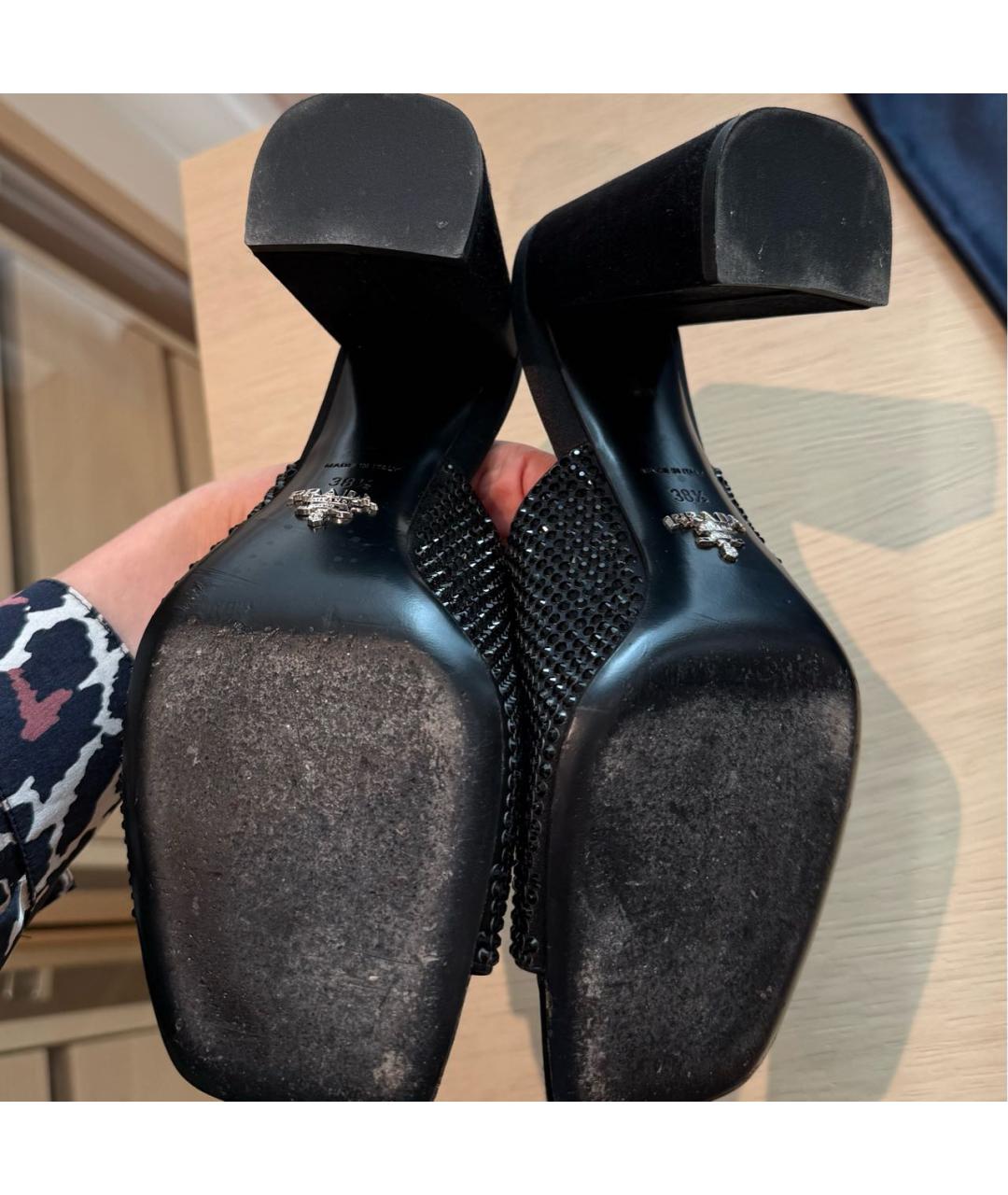 PRADA Черные текстильные мюли, фото 7