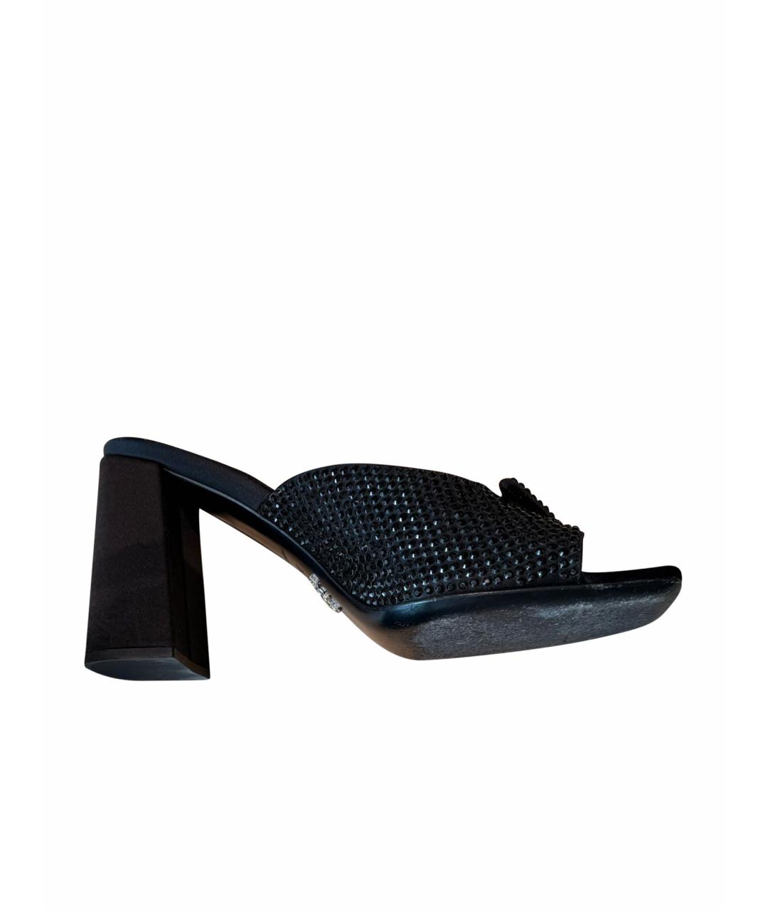PRADA Черные текстильные мюли, фото 1