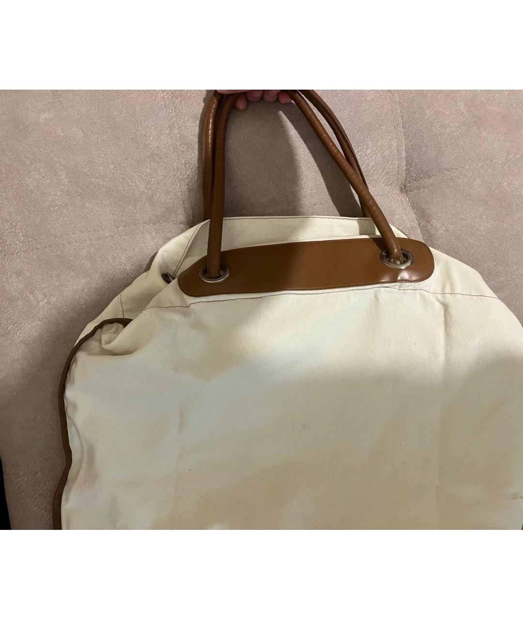 FERRAGAMO Бежевая хлопковая пляжная сумка, фото 3