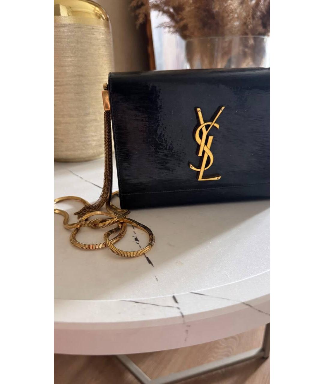SAINT LAURENT Черная кожаная сумка с короткими ручками, фото 2