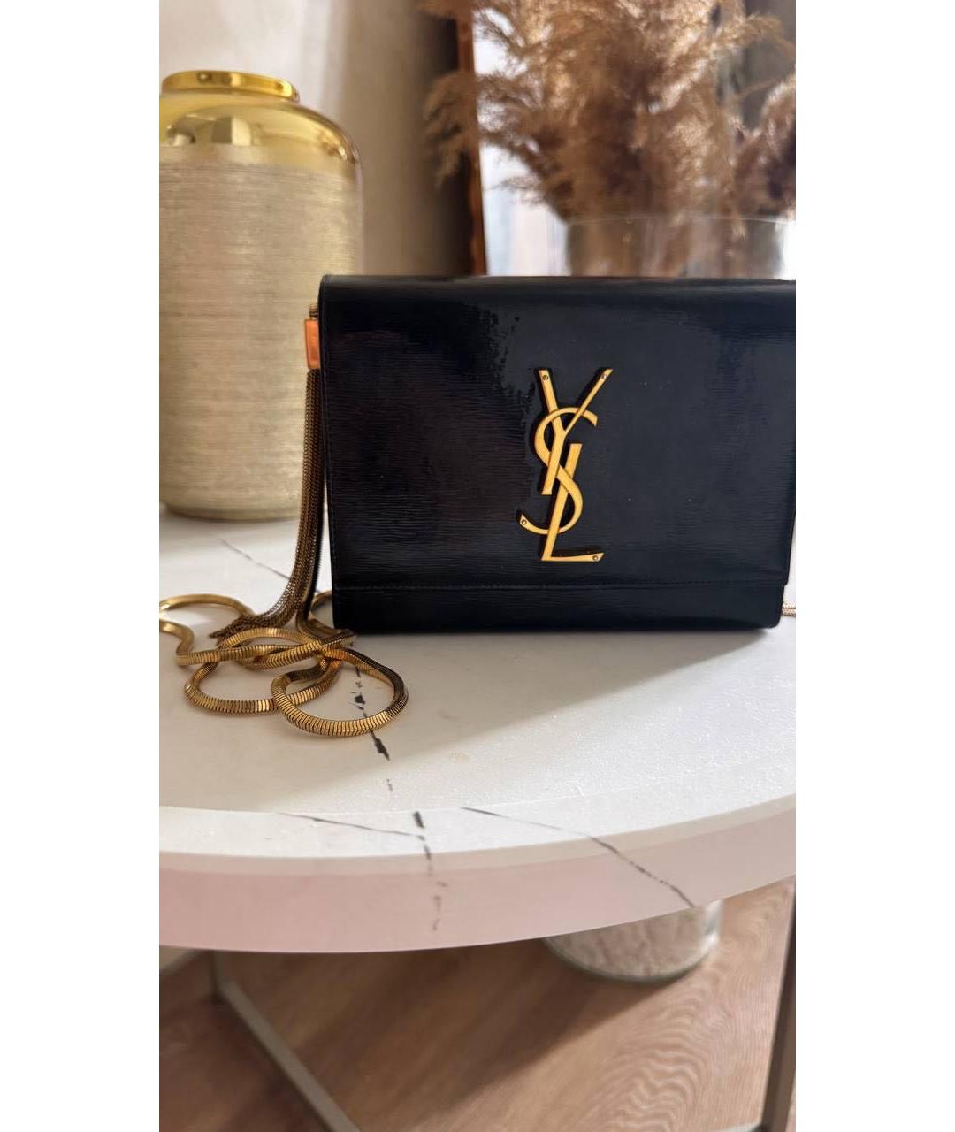 SAINT LAURENT Черная кожаная сумка с короткими ручками, фото 4
