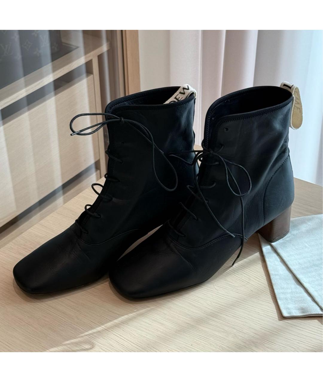 LOEWE Черные кожаные полусапоги, фото 4