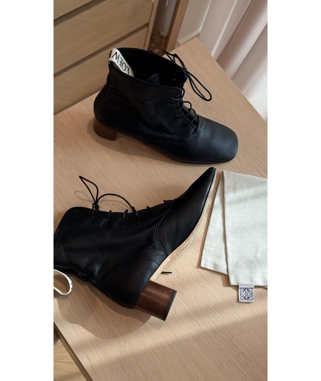 LOEWE Черные кожаные полусапоги, фото 9
