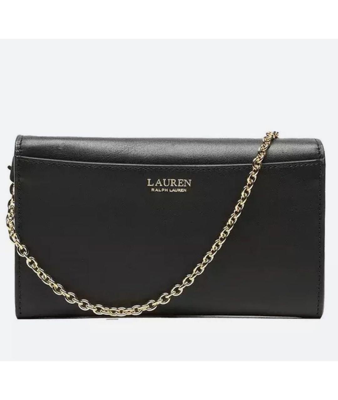 RALPH LAUREN Черная кожаная сумка через плечо, фото 2