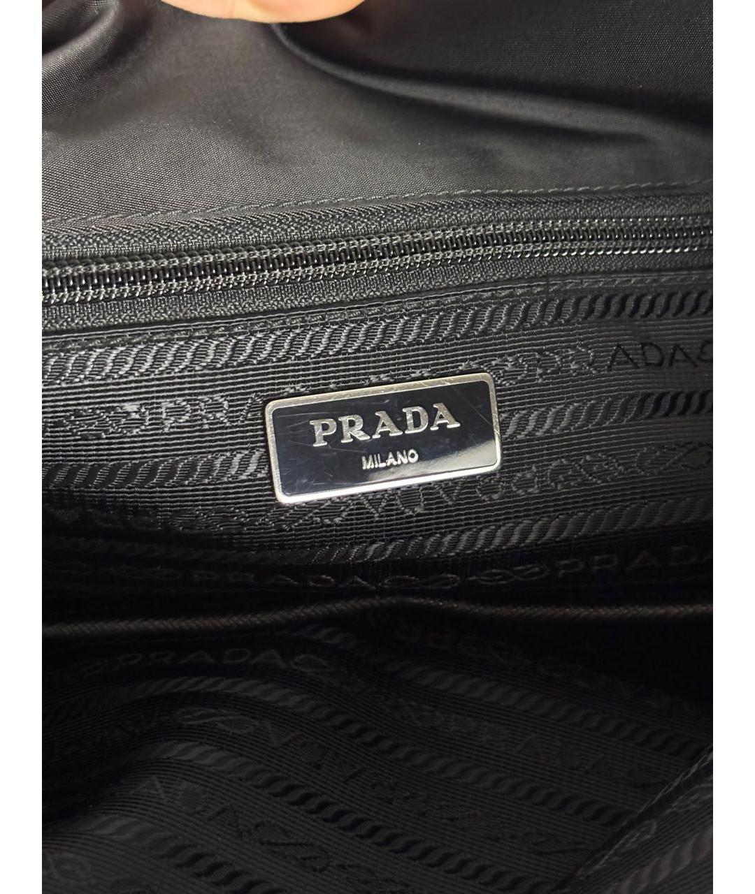 PRADA Черная жаккардовая сумка на плечо, фото 4