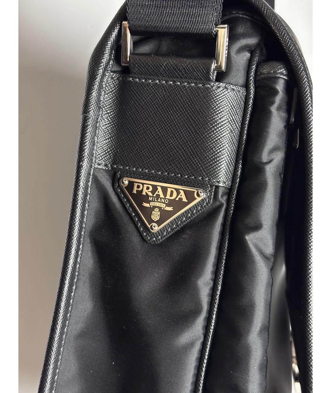 PRADA Черная жаккардовая сумка на плечо, фото 8