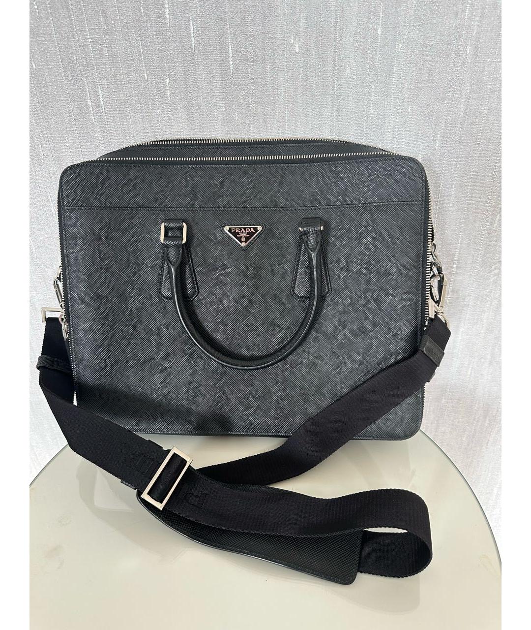 PRADA Черный кожаный портфель, фото 2