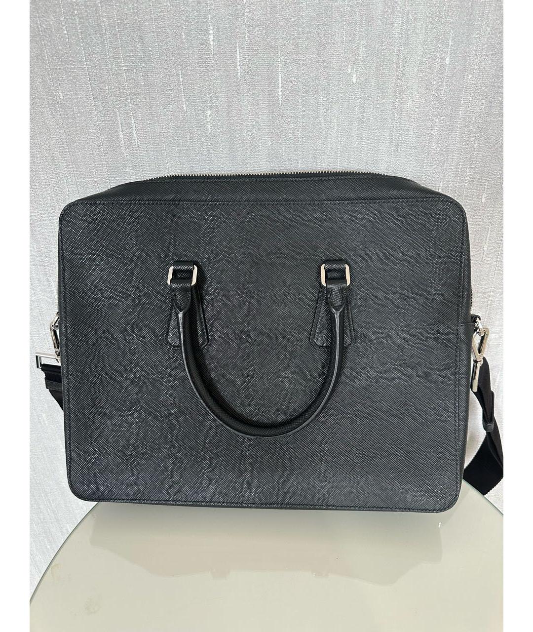 PRADA Черный кожаный портфель, фото 3