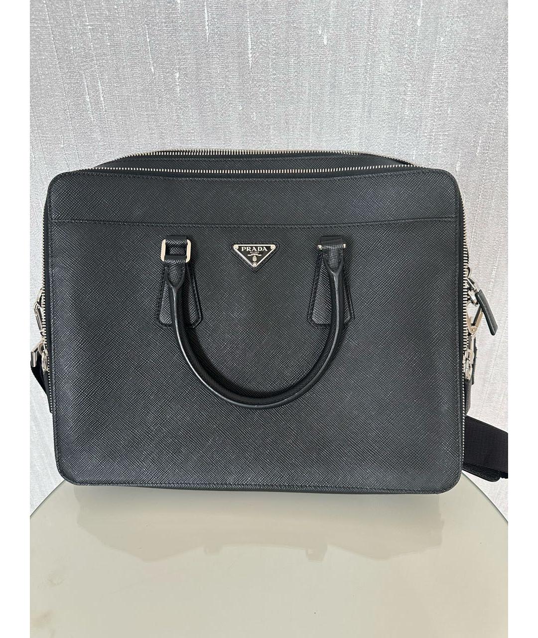 PRADA Черный кожаный портфель, фото 9