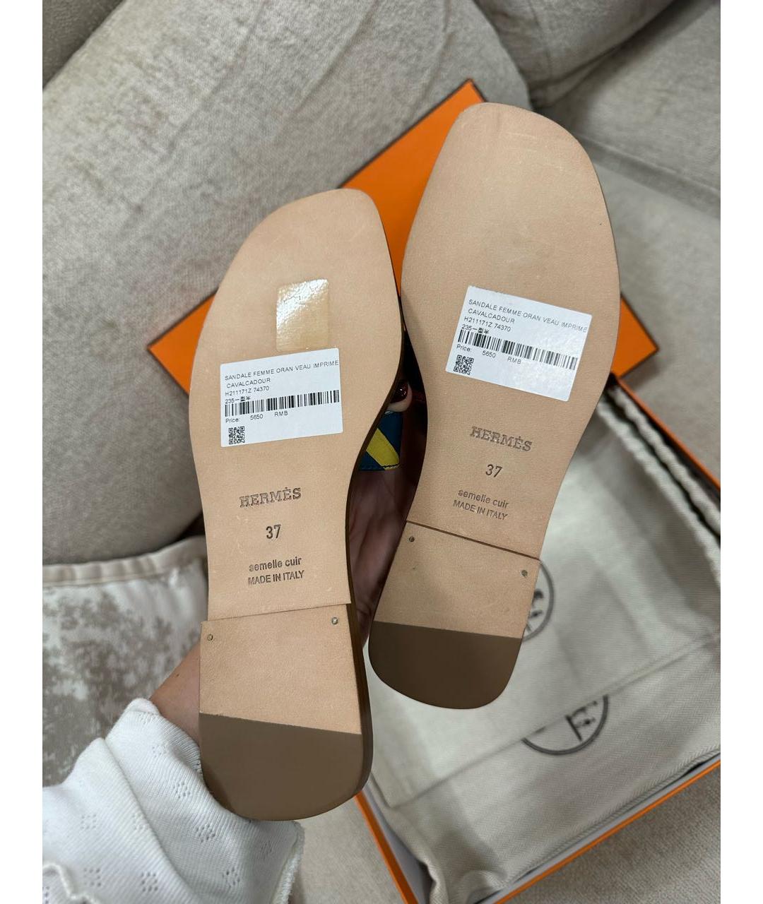 HERMES Мульти шлепанцы, фото 6