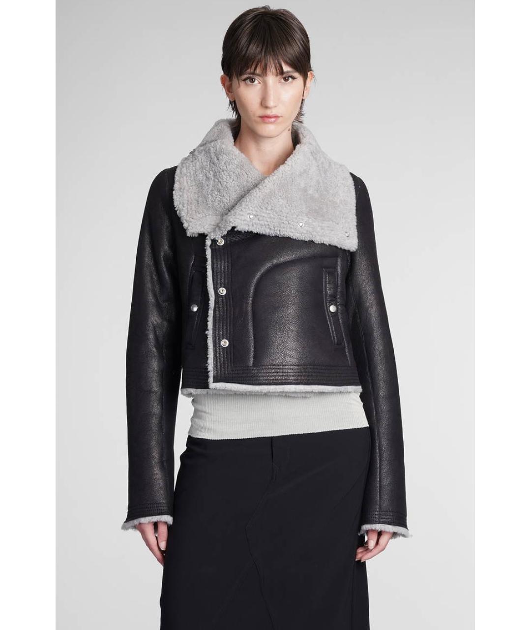 RICK OWENS Черная кожаная дубленка, фото 5
