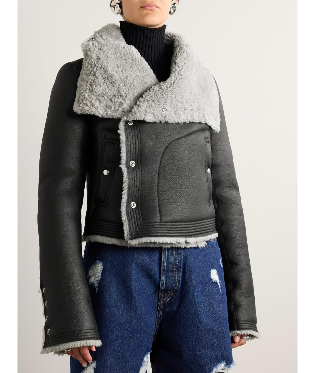 RICK OWENS Черная кожаная дубленка, фото 2