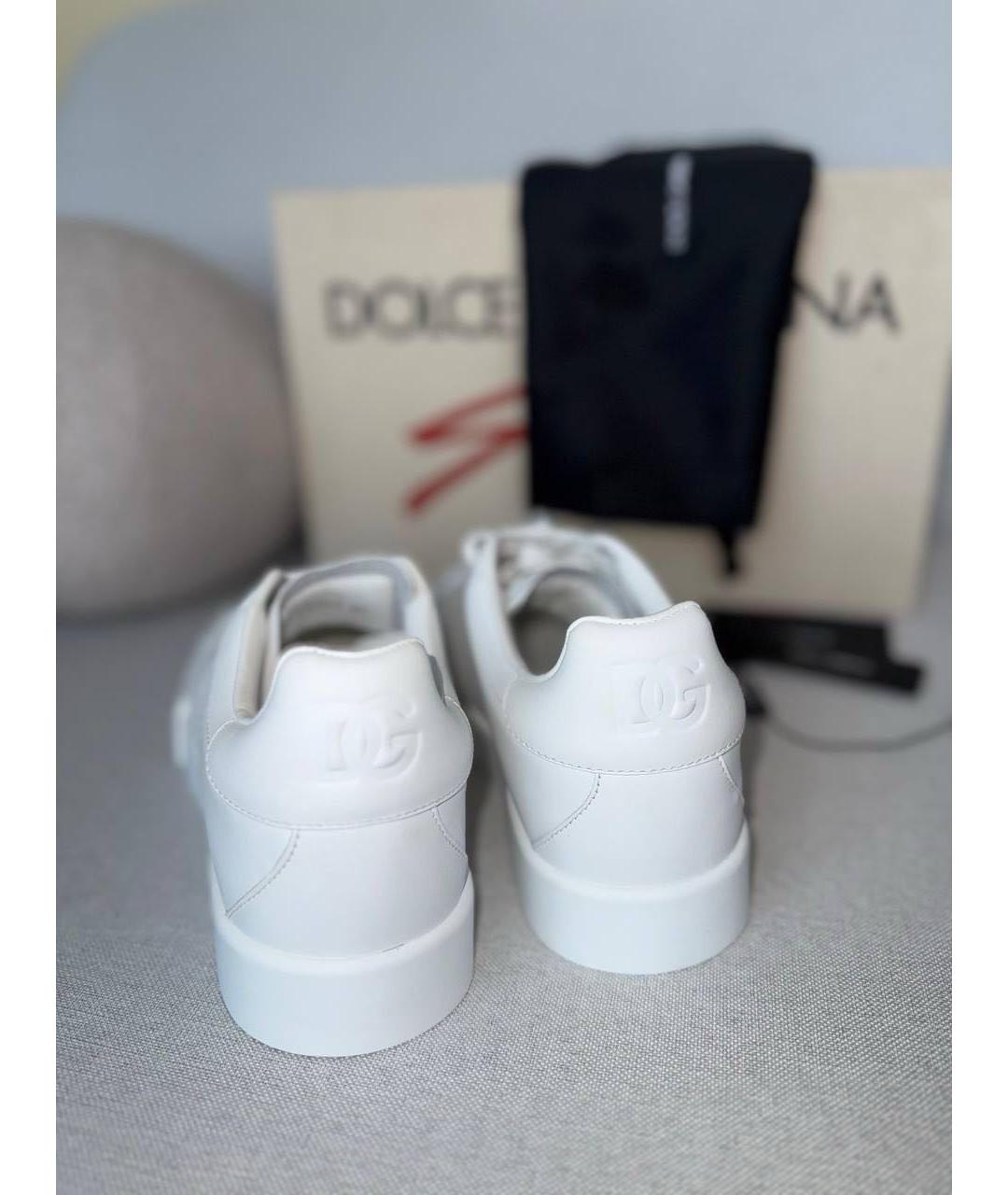 DOLCE&GABBANA Бежевые кожаные кеды, фото 4