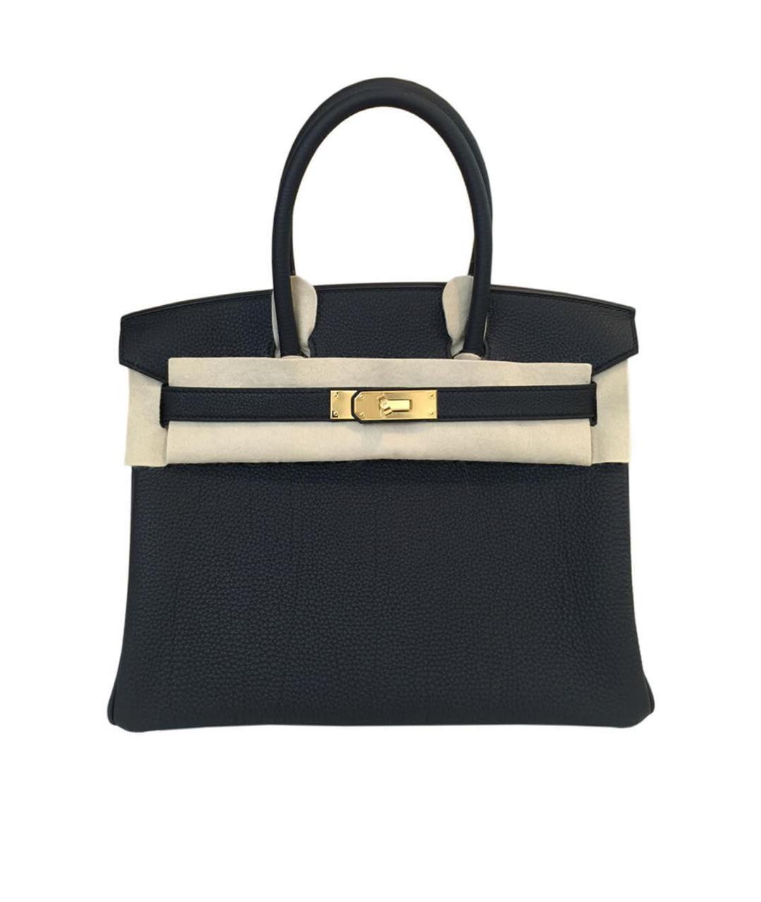 HERMES Черная кожаная сумка с короткими ручками, фото 1