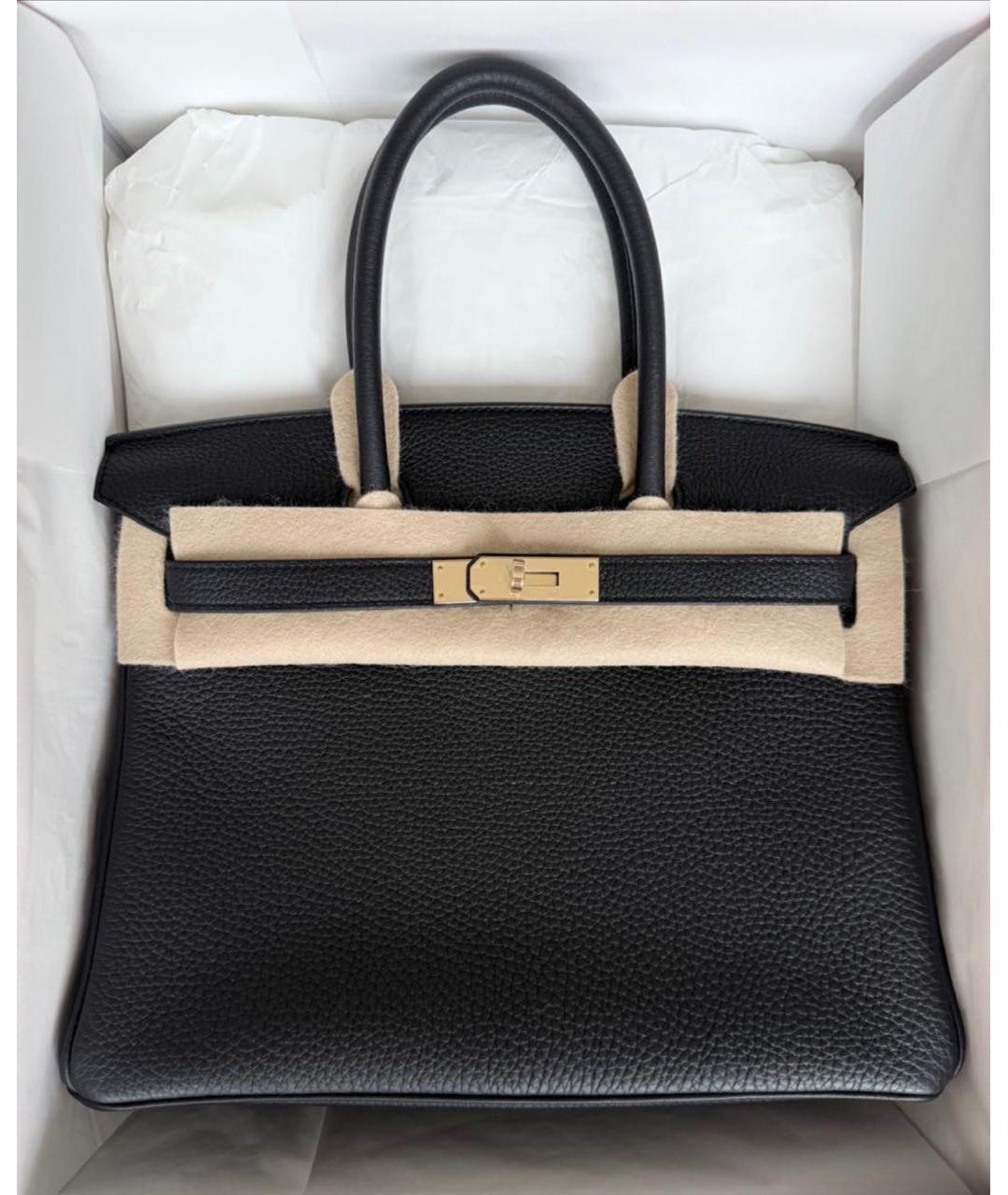 HERMES Черная кожаная сумка с короткими ручками, фото 2