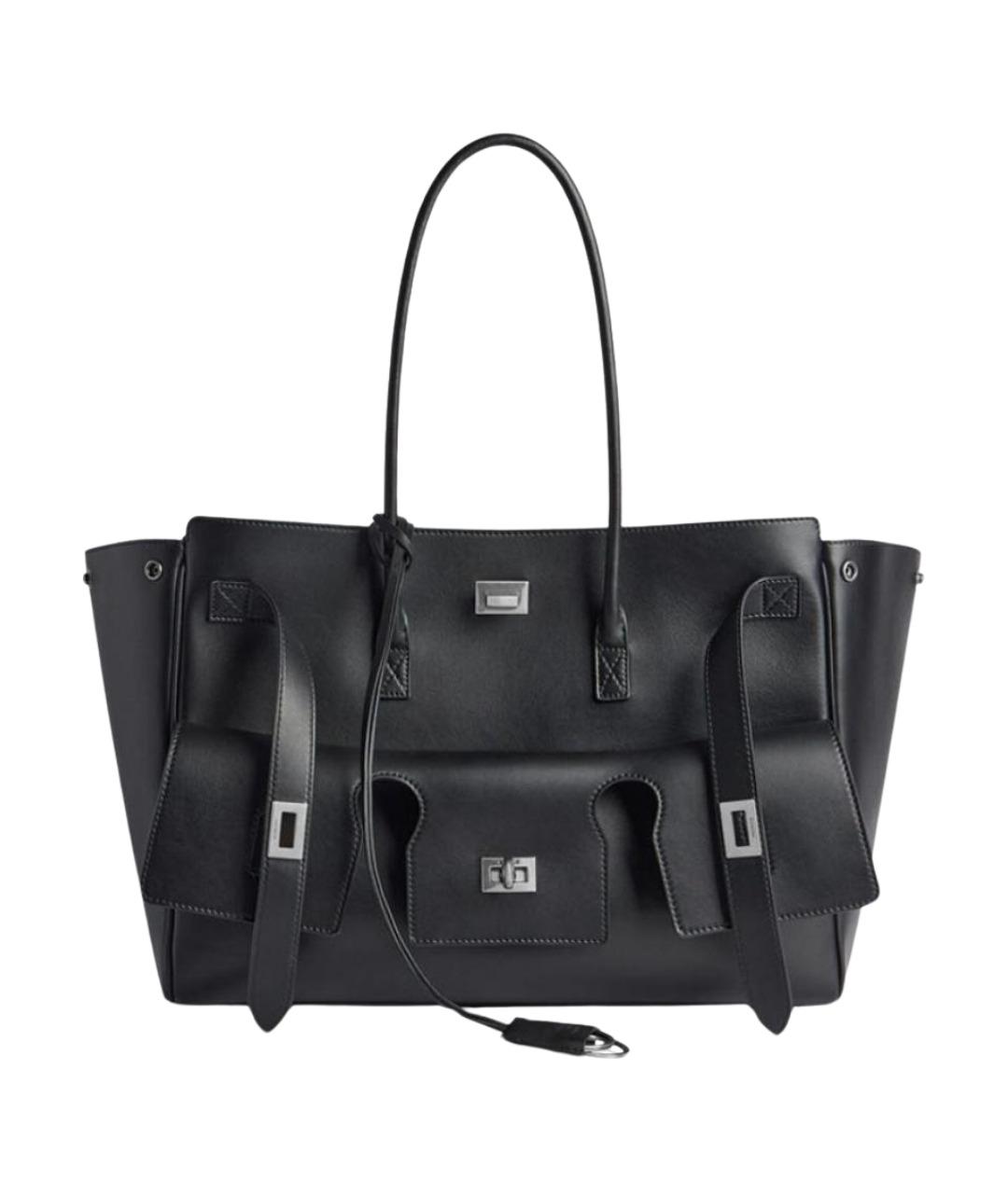BALENCIAGA Черная кожаная сумка тоут, фото 1