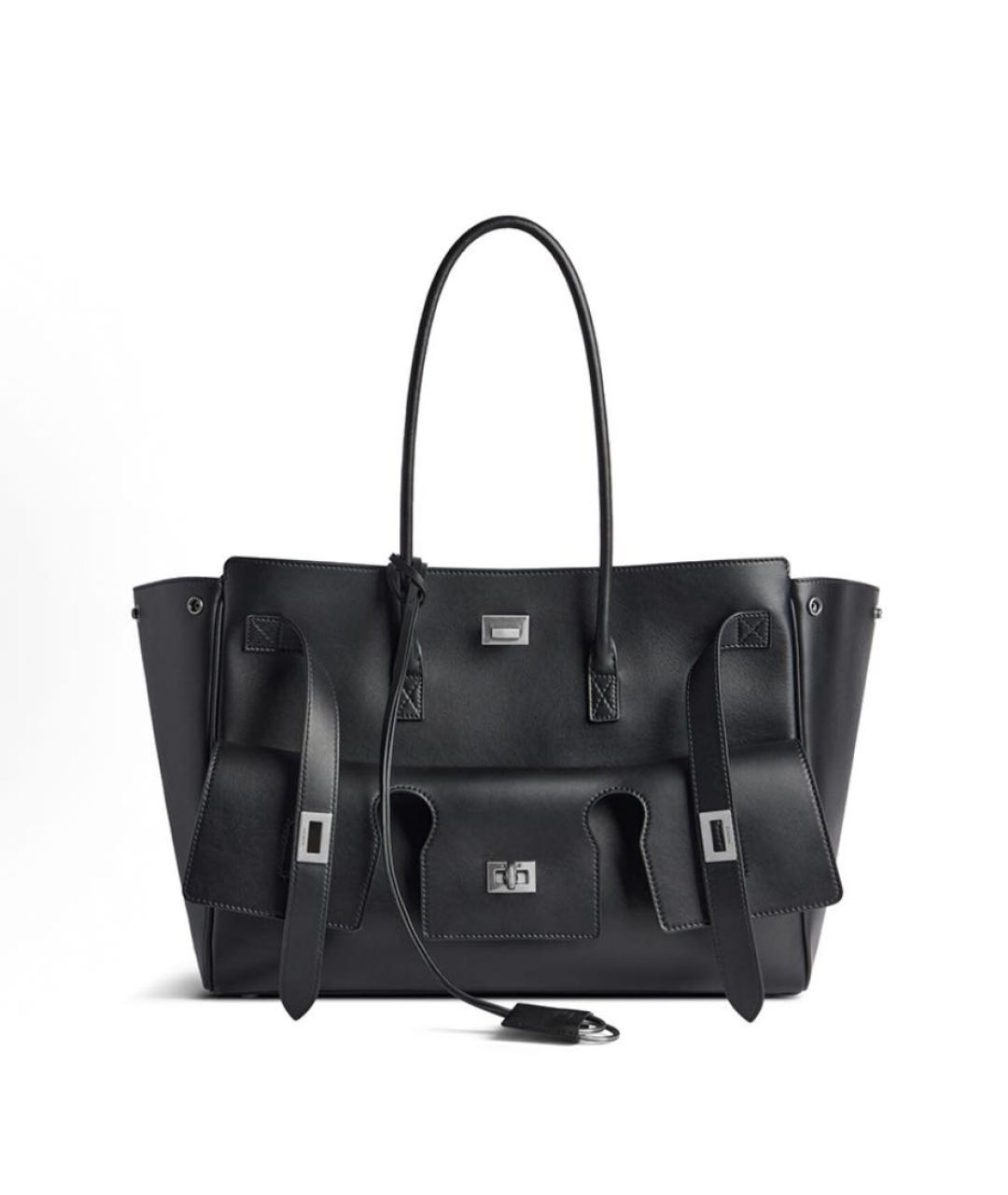 BALENCIAGA Черная кожаная сумка тоут, фото 8